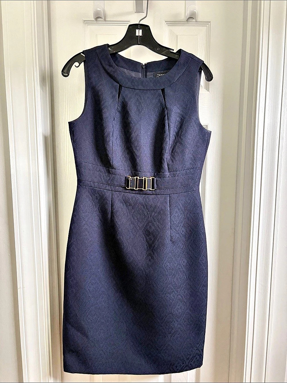 Tahari Arthur S Levine Pleated Mini Dress in Blue Size 2 Like New